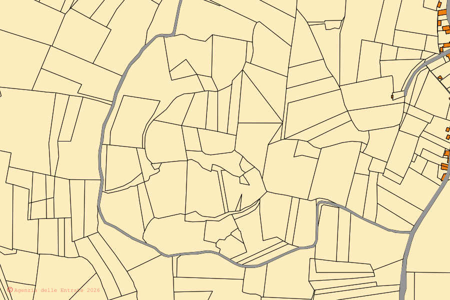 Mappa catastale del centro di Volpeglino: particelle e fabbricati, cartografia Agenzia delle Entrate
