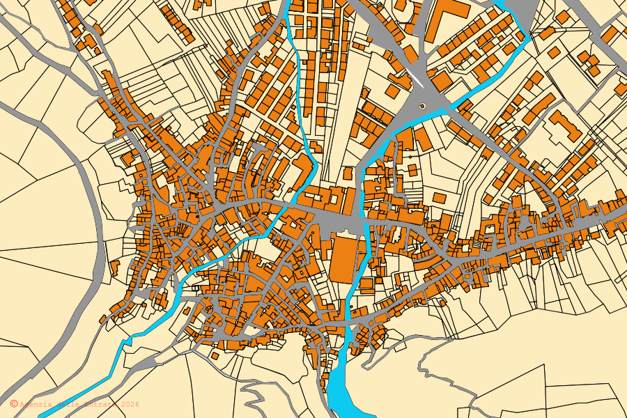 Mappa catastale del centro di Volturara Irpina: particelle e fabbricati, cartografia Agenzia delle Entrate