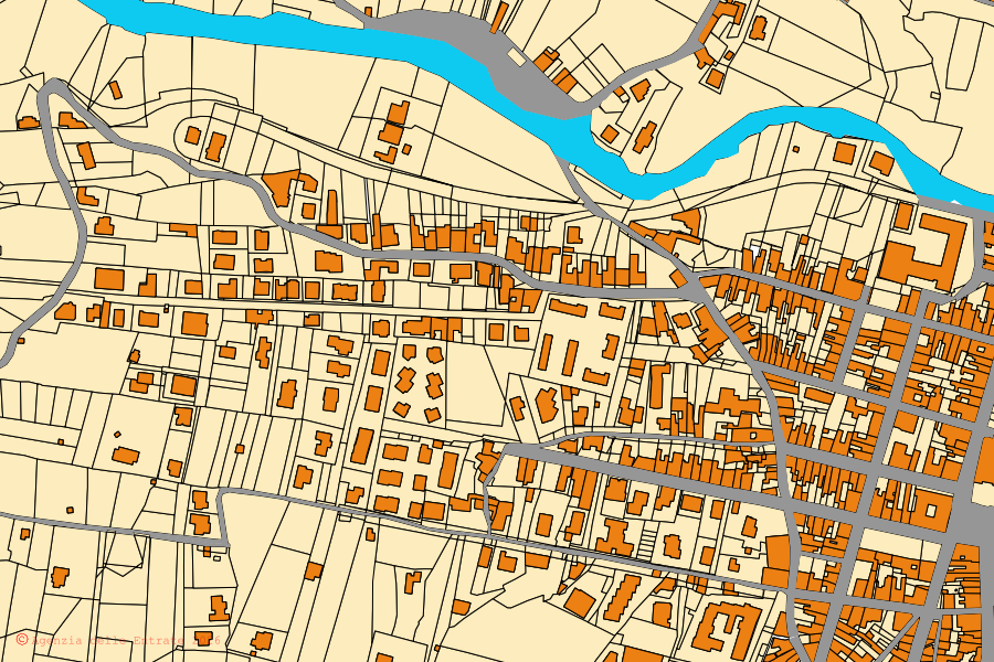 Mappa catastale del centro di Zafferana Etnea: particelle e fabbricati, cartografia Agenzia delle Entrate
