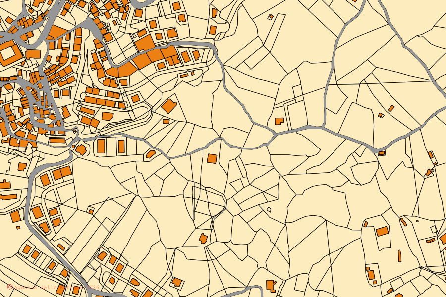 Mappa catastale del centro di Zagarise: particelle e fabbricati, cartografia Agenzia delle Entrate