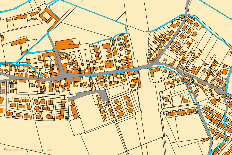 Mappa catastale del centro di Zerbolò: particelle e fabbricati, cartografia Agenzia delle Entrate