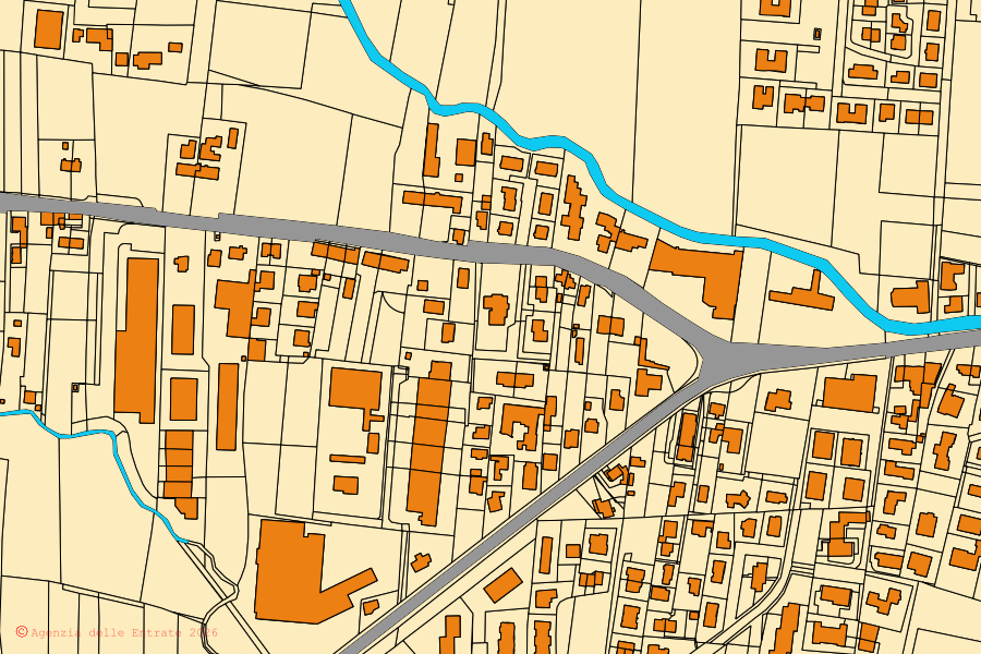 Mappa catastale del centro di Zero Branco: particelle e fabbricati, cartografia Agenzia delle Entrate