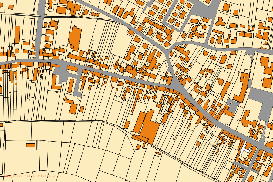 Mappa catastale del centro di Zimella: particelle e fabbricati, cartografia Agenzia delle Entrate