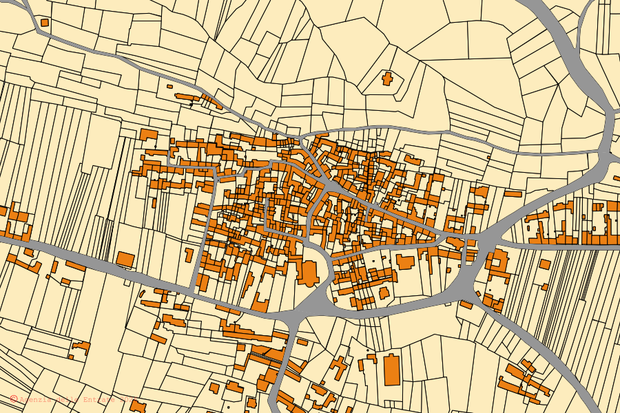 Mappa catastale del centro di Zimone: particelle e fabbricati, cartografia Agenzia delle Entrate