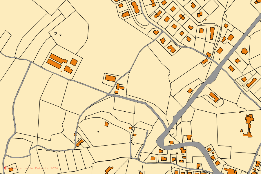 Mappa catastale del centro di Zocca: particelle e fabbricati, cartografia Agenzia delle Entrate