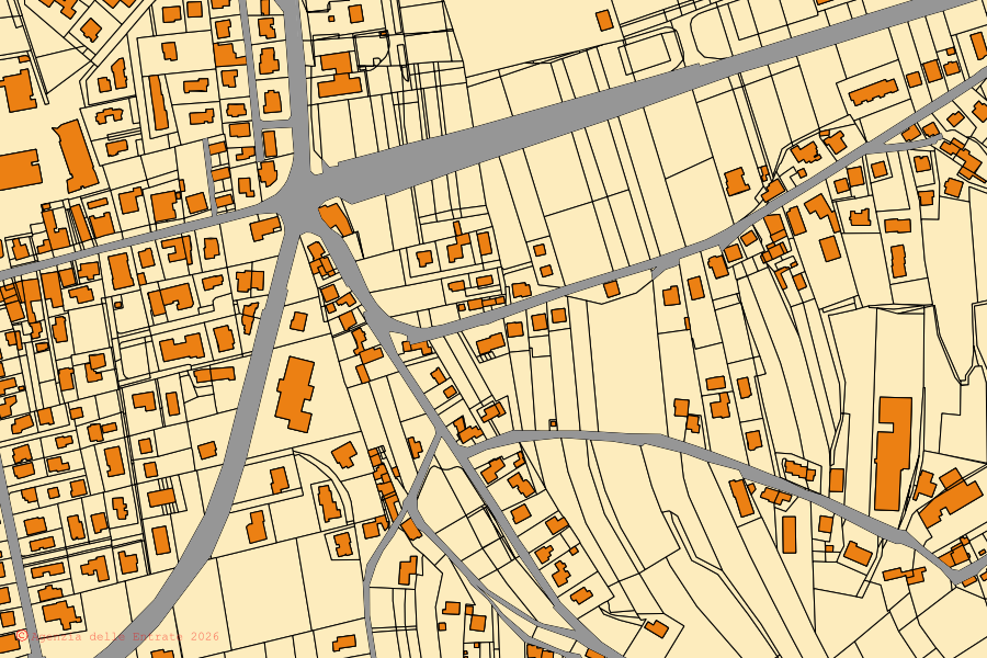 Mappa catastale del centro di Zugliano: particelle e fabbricati, cartografia Agenzia delle Entrate