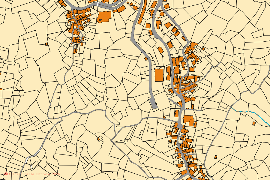 Mappa catastale del centro di Zumaglia: particelle e fabbricati, cartografia Agenzia delle Entrate