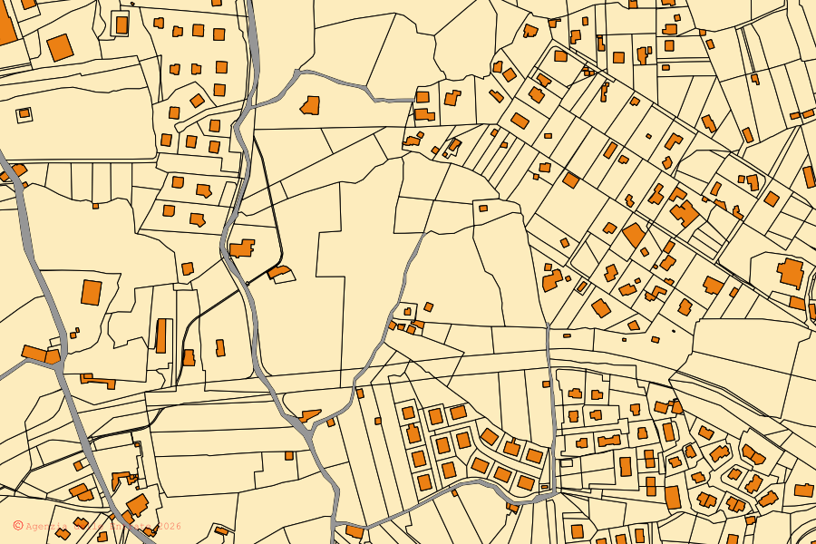 Katasterkarte des Zentrums von Aci Sant'Antonio: Parzellen und Gebäude, Kartografie der Agenzia delle Entrate