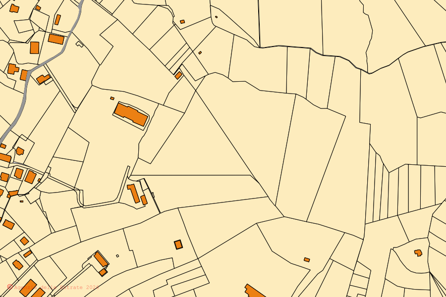 Katasterkarte des Zentrums von Albano Sant'Alessandro: Parzellen und Gebäude, Kartografie der Agenzia delle Entrate