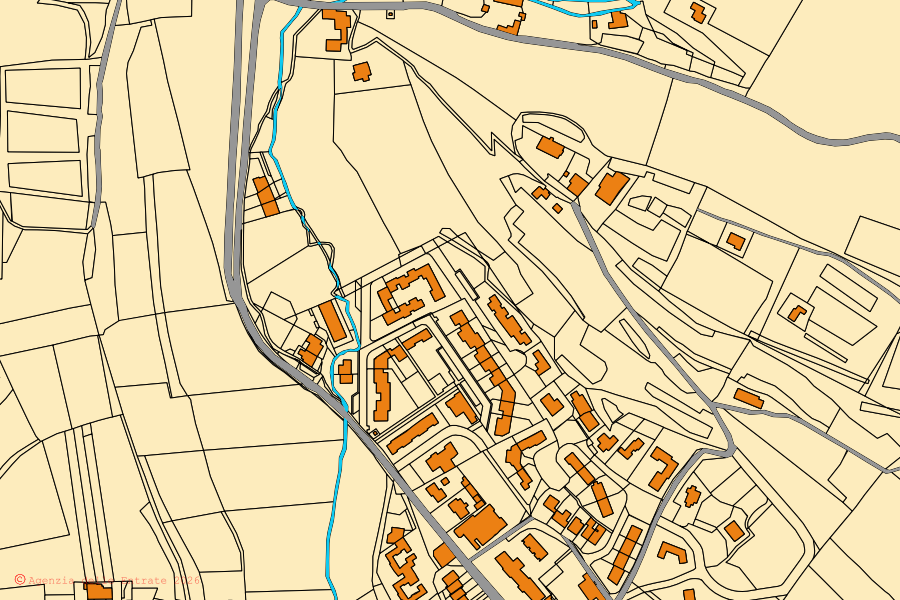Katasterkarte des Zentrums von Alonte: Parzellen und Gebäude, Kartografie der Agenzia delle Entrate