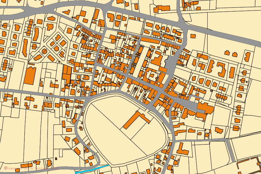 Katasterkarte des Zentrums von Arquà Polesine: Parzellen und Gebäude, Kartografie der Agenzia delle Entrate