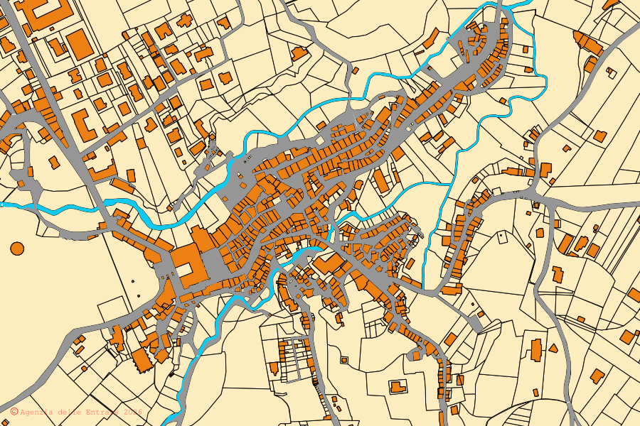 Katasterkarte des Zentrums von Bassano Romano: Parzellen und Gebäude, Kartografie der Agenzia delle Entrate