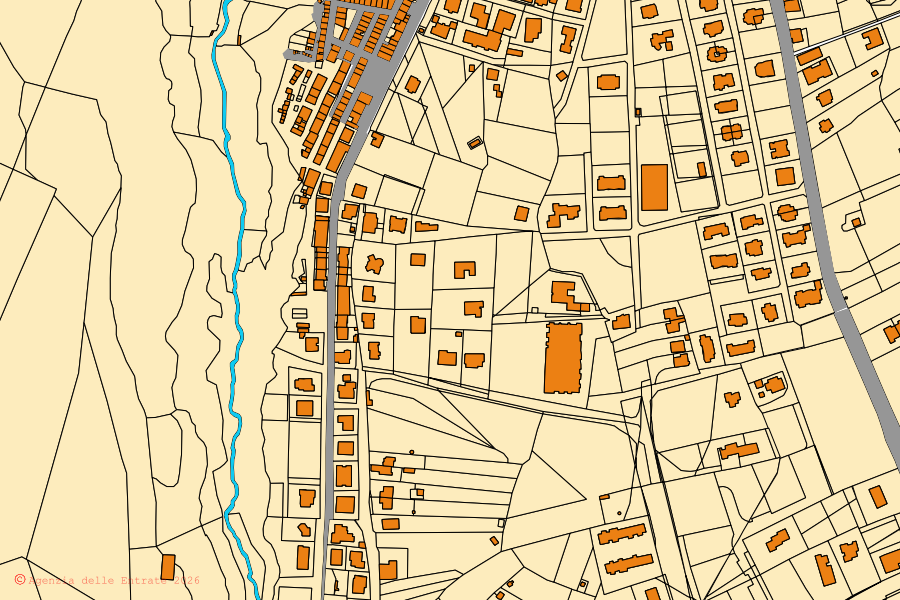 Katasterkarte des Zentrums von Bomarzo: Parzellen und Gebäude, Kartografie der Agenzia delle Entrate