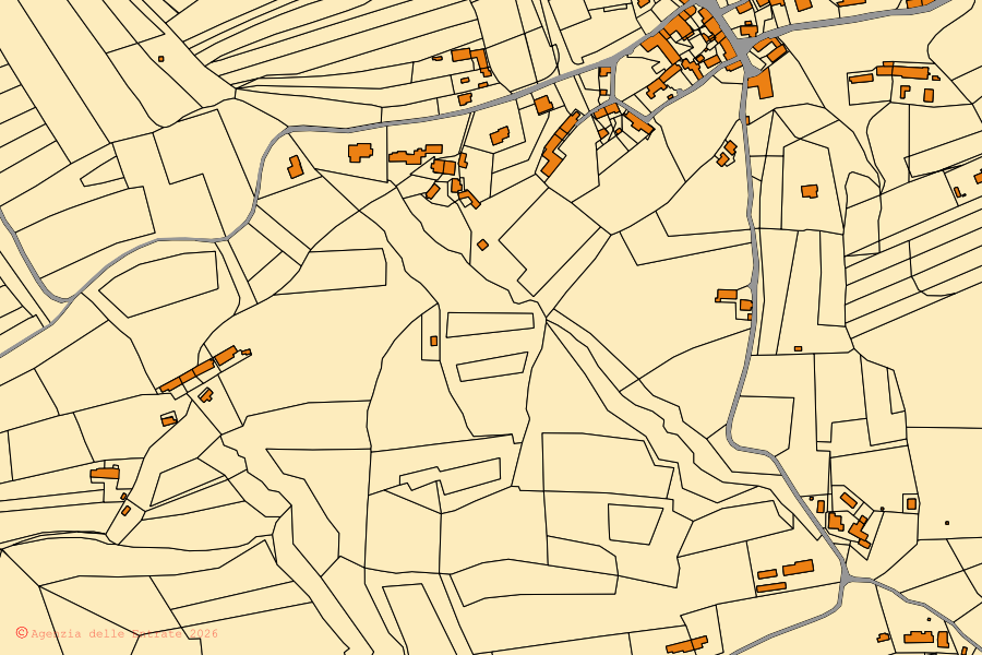 Katasterkarte des Zentrums von Borgo Valbelluna: Parzellen und Gebäude, Kartografie der Agenzia delle Entrate