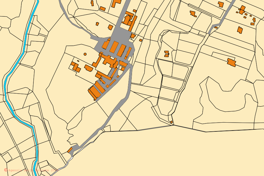 Katasterkarte des Zentrums von Bracciano: Parzellen und Gebäude, Kartografie der Agenzia delle Entrate