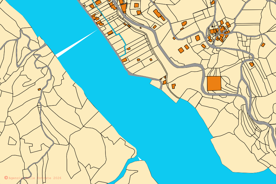 Katasterkarte des Zentrums von Cabella Ligure: Parzellen und Gebäude, Kartografie der Agenzia delle Entrate