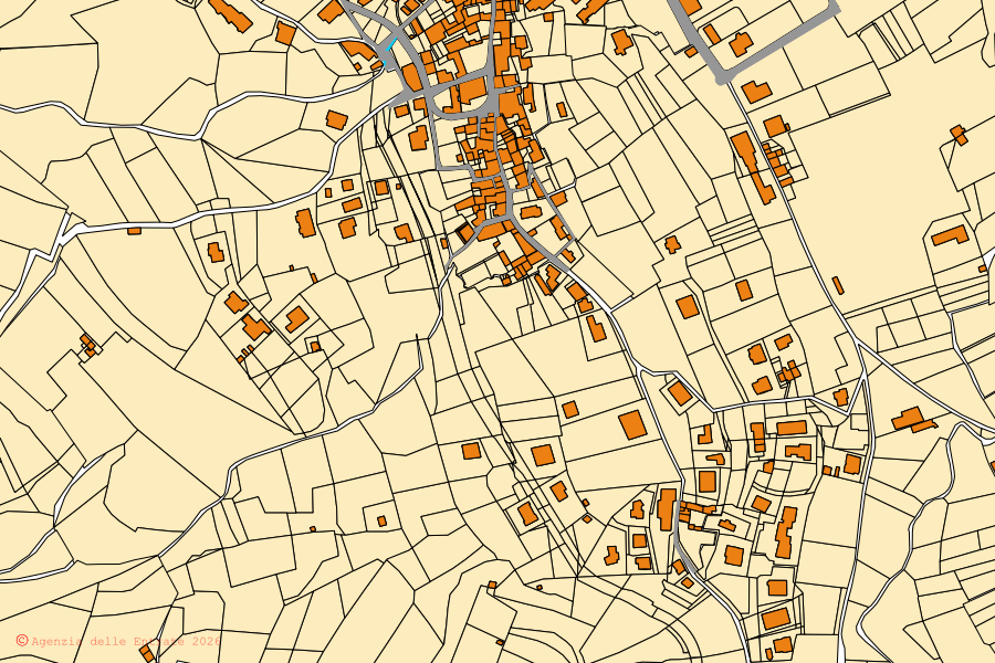 Katasterkarte des Zentrums von Carenno: Parzellen und Gebäude, Kartografie der Agenzia delle Entrate