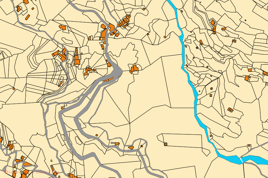 Katasterkarte des Zentrums von Castelmola: Parzellen und Gebäude, Kartografie der Agenzia delle Entrate