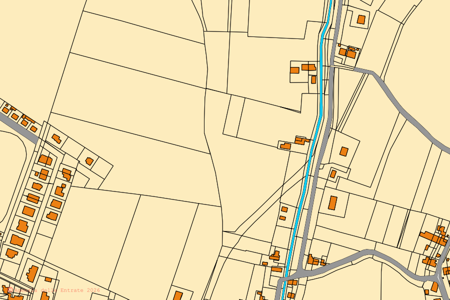 Katasterkarte des Zentrums von Castelnovo Bariano: Parzellen und Gebäude, Kartografie der Agenzia delle Entrate
