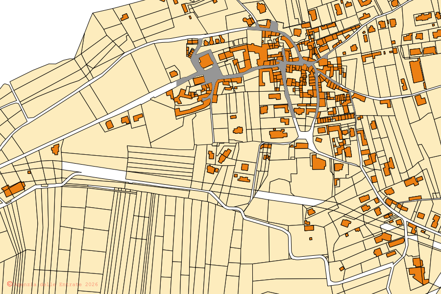 Katasterkarte des Zentrums von Cazzago Brabbia: Parzellen und Gebäude, Kartografie der Agenzia delle Entrate