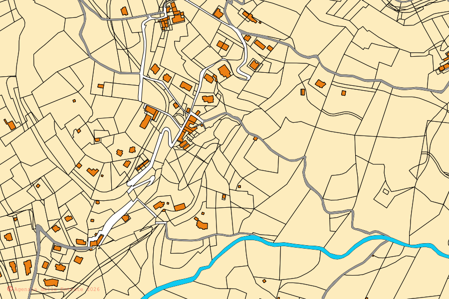 Katasterkarte des Zentrums von Corna Imagna: Parzellen und Gebäude, Kartografie der Agenzia delle Entrate