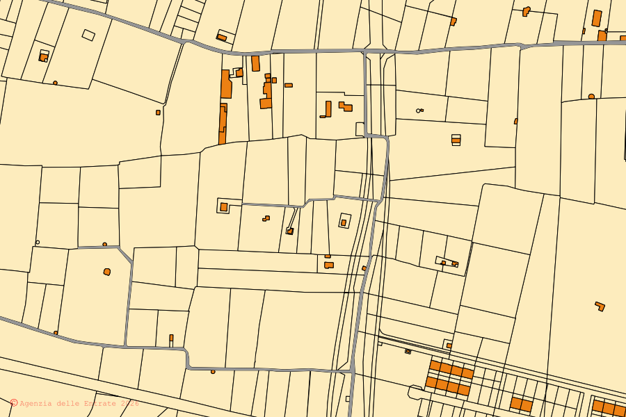 Katasterkarte des Zentrums von Giovinazzo: Parzellen und Gebäude, Kartografie der Agenzia delle Entrate