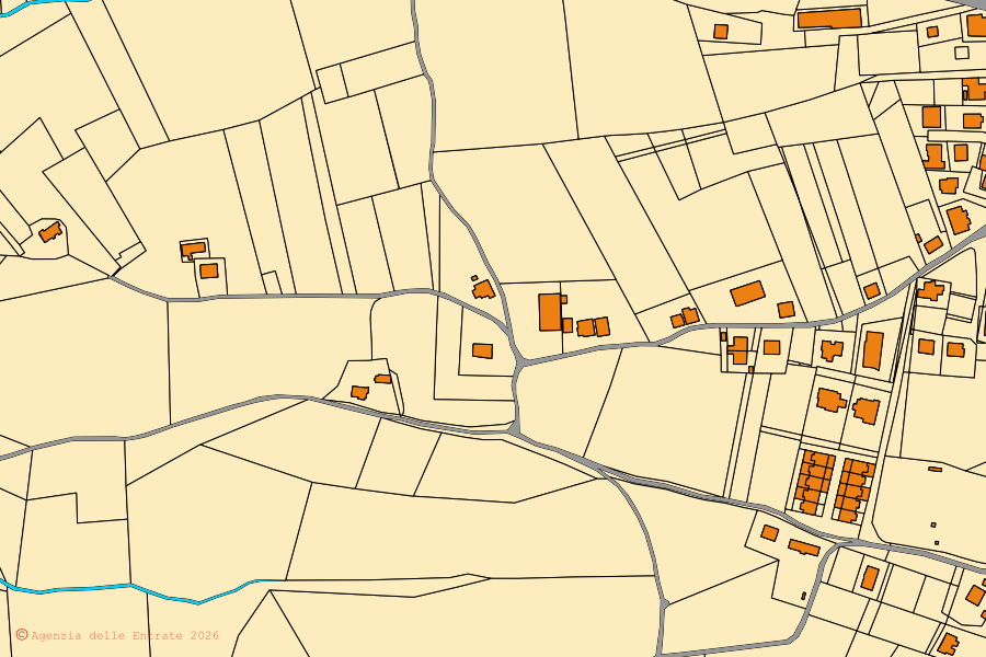 Katasterkarte des Zentrums von Monte San Pietrangeli: Parzellen und Gebäude, Kartografie der Agenzia delle Entrate