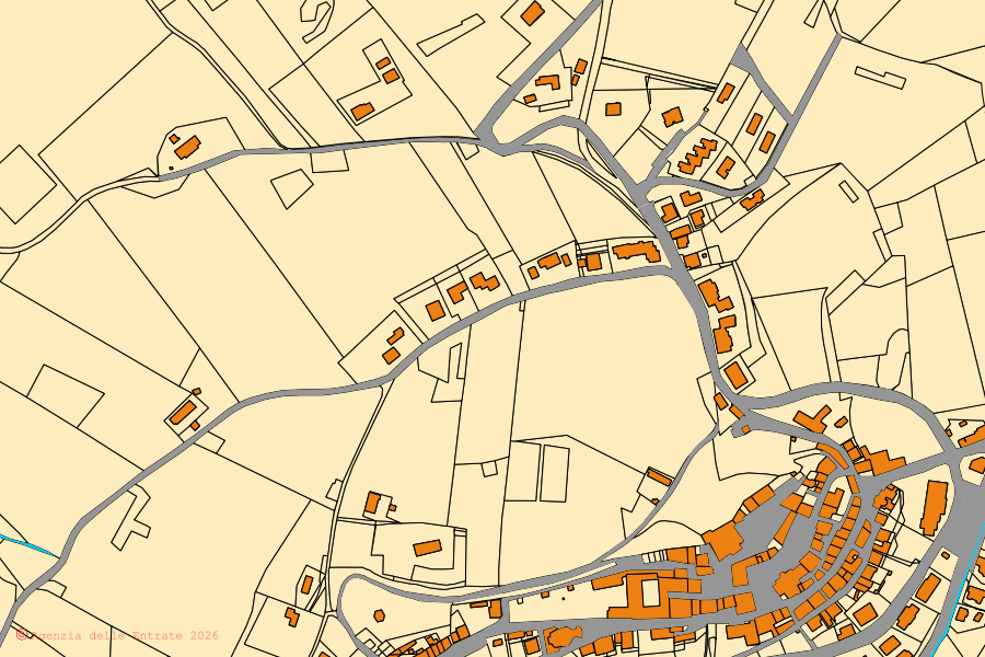 Katasterkarte des Zentrums von Offagna: Parzellen und Gebäude, Kartografie der Agenzia delle Entrate