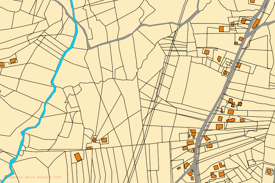 Katasterkarte des Zentrums von Palomonte: Parzellen und Gebäude, Kartografie der Agenzia delle Entrate