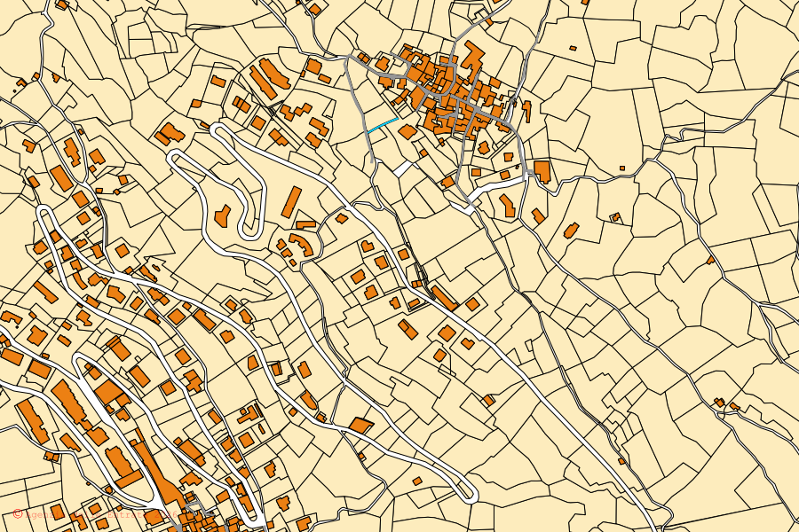 Katasterkarte des Zentrums von Perledo: Parzellen und Gebäude, Kartografie der Agenzia delle Entrate