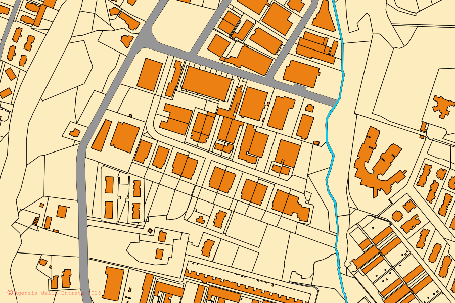 Katasterkarte des Zentrums von Pianoro: Parzellen und Gebäude, Kartografie der Agenzia delle Entrate