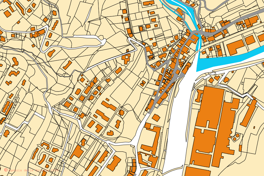 Katasterkarte des Zentrums von Ponte Nossa: Parzellen und Gebäude, Kartografie der Agenzia delle Entrate