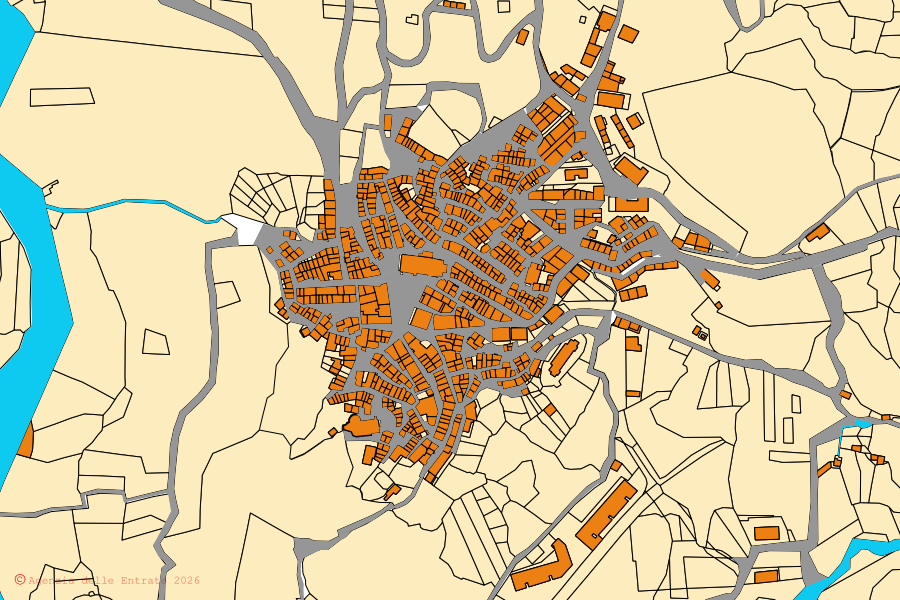 Katasterkarte des Zentrums von Roccella Valdemone: Parzellen und Gebäude, Kartografie der Agenzia delle Entrate