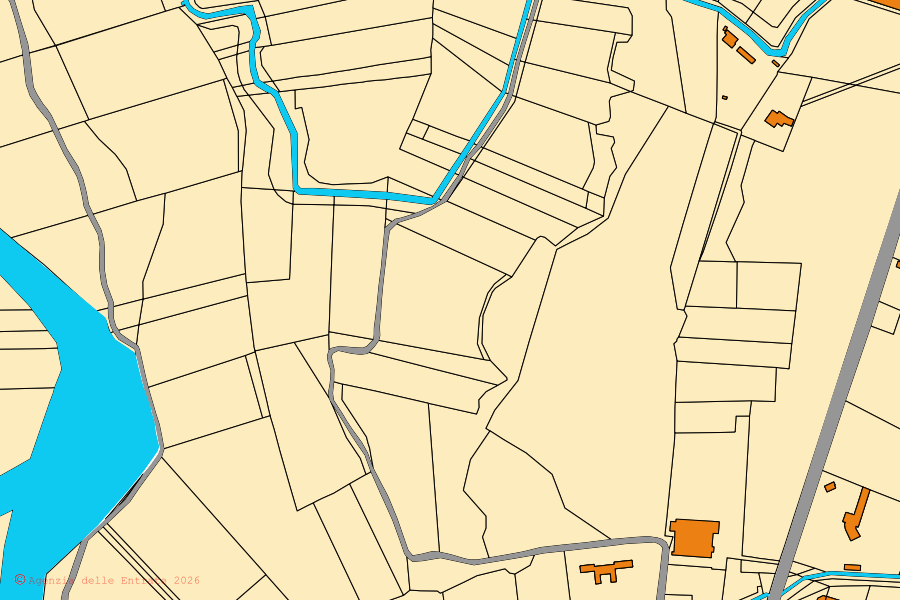 Katasterkarte des Zentrums von Rovasenda: Parzellen und Gebäude, Kartografie der Agenzia delle Entrate