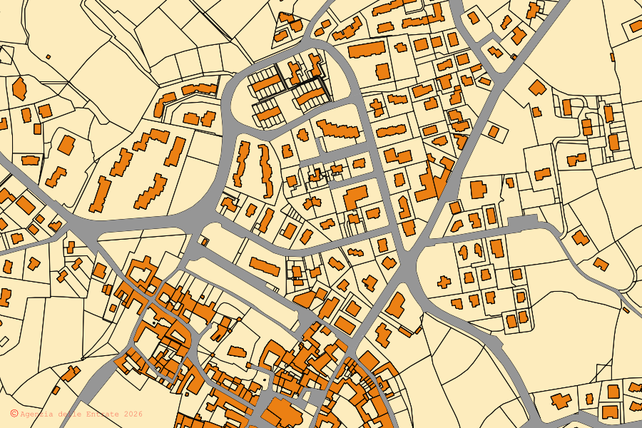 Katasterkarte des Zentrums von San Felice del Benaco: Parzellen und Gebäude, Kartografie der Agenzia delle Entrate