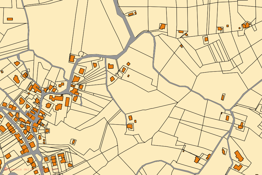 Katasterkarte des Zentrums von San Nazzaro: Parzellen und Gebäude, Kartografie der Agenzia delle Entrate