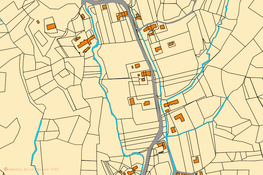 Katasterkarte des Zentrums von San Zenone degli Ezzelini: Parzellen und Gebäude, Kartografie der Agenzia delle Entrate