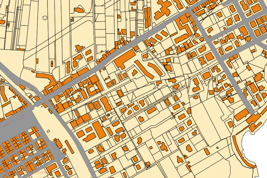 Katasterkarte des Zentrums von Santa Flavia: Parzellen und Gebäude, Kartografie der Agenzia delle Entrate