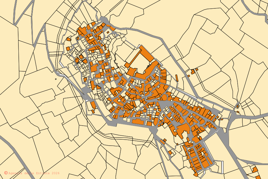 Katasterkarte des Zentrums von Sermoneta: Parzellen und Gebäude, Kartografie der Agenzia delle Entrate