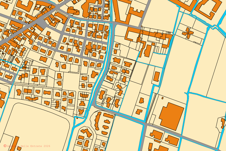 Katasterkarte des Zentrums von Torbole Casaglia: Parzellen und Gebäude, Kartografie der Agenzia delle Entrate