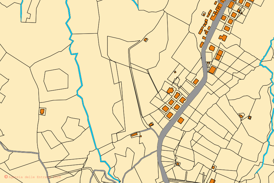Katasterkarte des Zentrums von Vaccarizzo Albanese: Parzellen und Gebäude, Kartografie der Agenzia delle Entrate