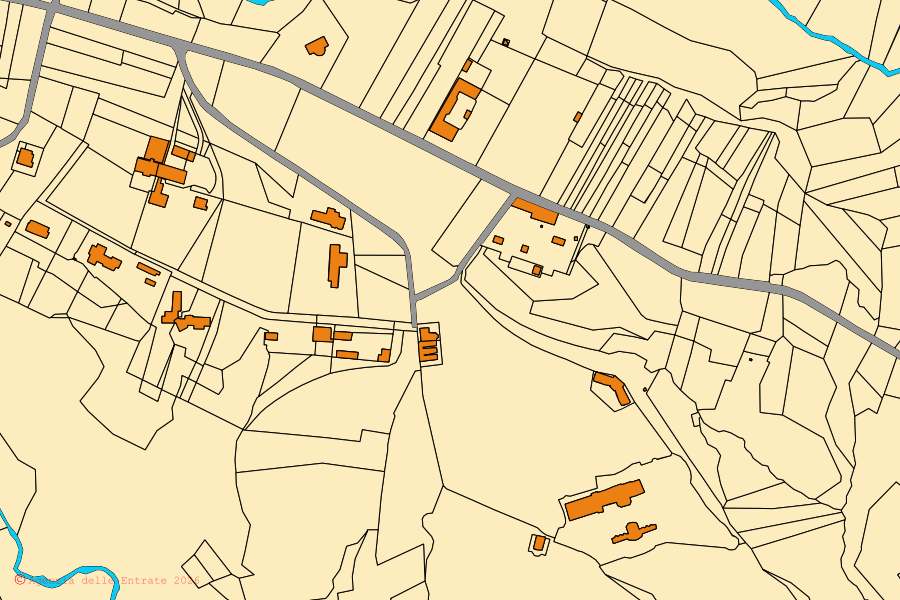 Katasterkarte des Zentrums von Vigliano Biellese: Parzellen und Gebäude, Kartografie der Agenzia delle Entrate