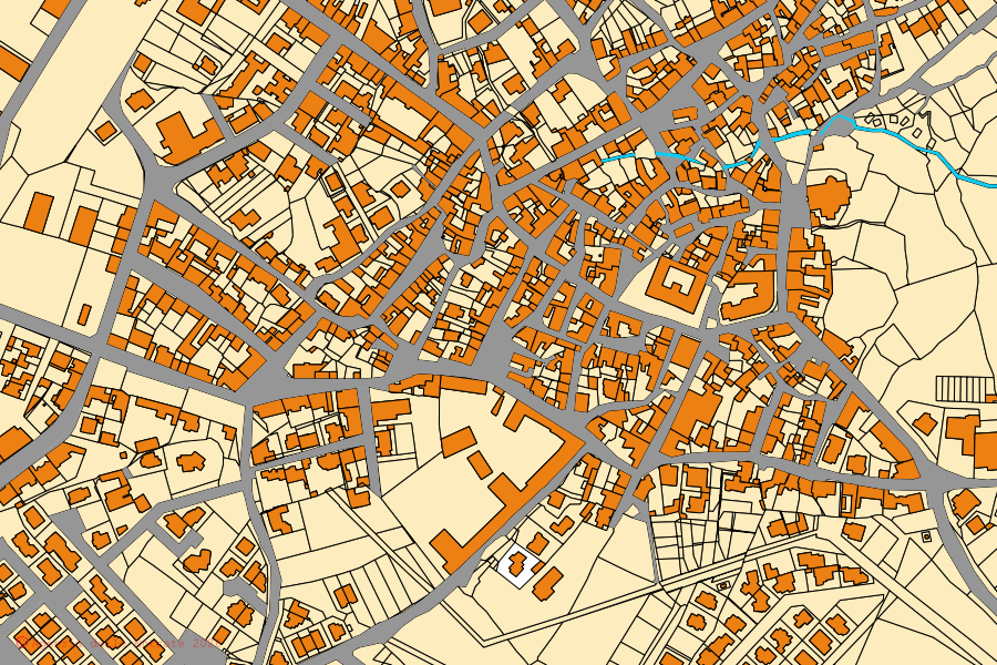 Cadastral map of the centre of Abbasanta: parcels and buildings, Agenzia delle Entrate cartography