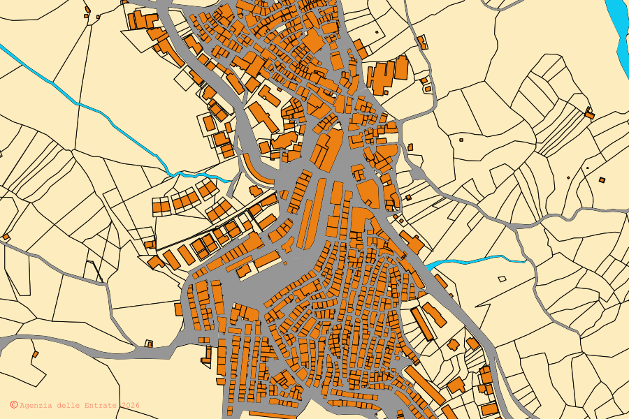 Cadastral map of the centre of Accettura: parcels and buildings, Agenzia delle Entrate cartography