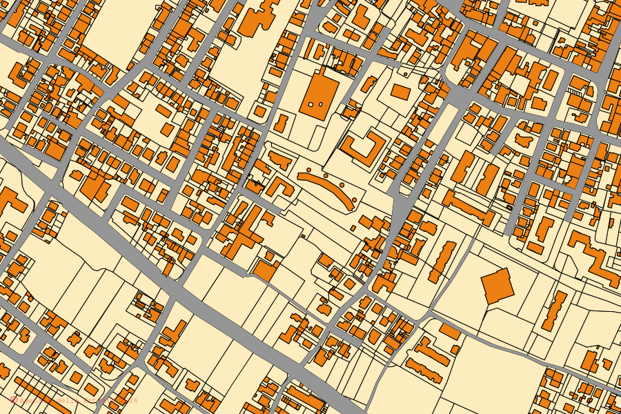 Cadastral map of the centre of Agliana: parcels and buildings, Agenzia delle Entrate cartography