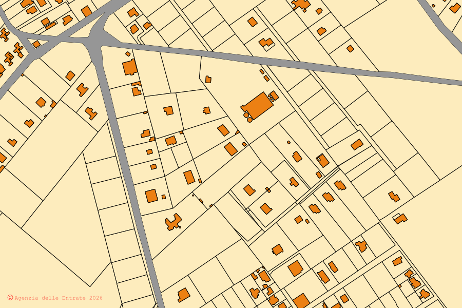Cadastral map of the centre of Agrigento: parcels and buildings, Agenzia delle Entrate cartography