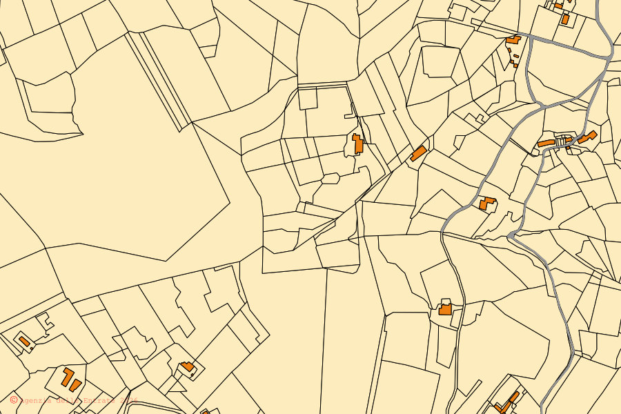 Cadastral map of the centre of Albettone: parcels and buildings, Agenzia delle Entrate cartography