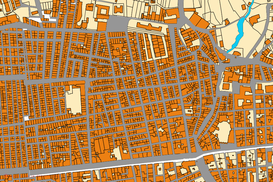 Cadastral map of the centre of Alcamo: parcels and buildings, Agenzia delle Entrate cartography