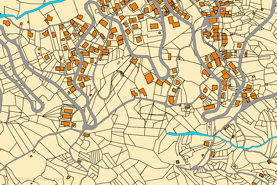 Cadastral map of the centre of Alfano: parcels and buildings, Agenzia delle Entrate cartography