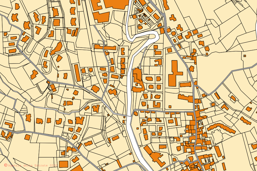 Cadastral map of the centre of Alzano Lombardo: parcels and buildings, Agenzia delle Entrate cartography